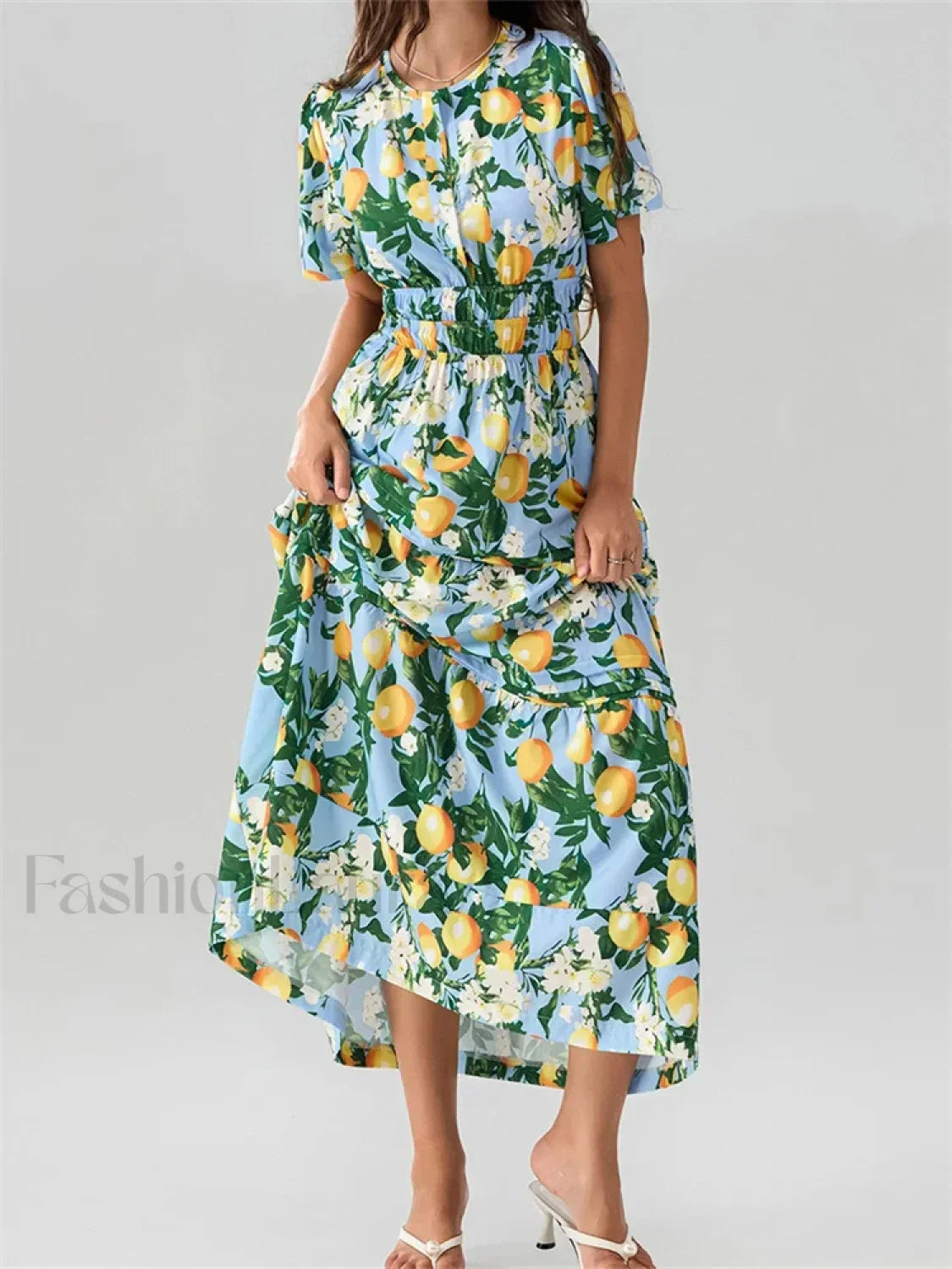V Neck Flare Sleeve Pocket Maxi Dress Green / S Main image
