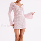 V Neck Hollow Tunic Cover Up