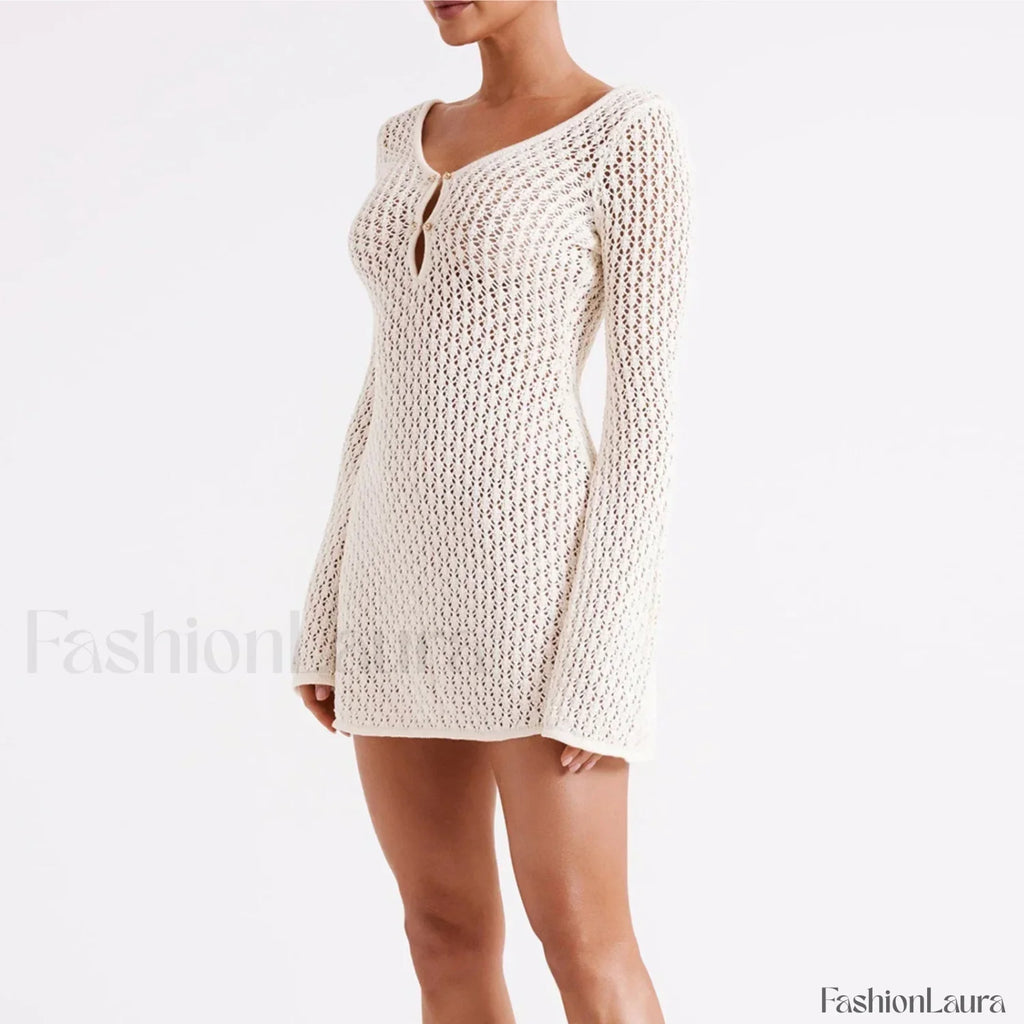V Neck Hollow Tunic Cover Up