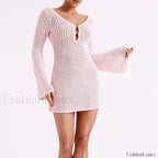 V Neck Hollow Tunic Cover Up