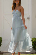 V Neck Lace Stylish Up Beach Dress