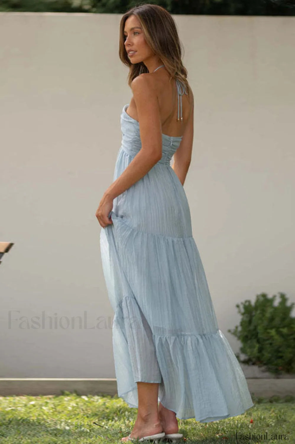 V Neck Lace Stylish Up Beach Dress