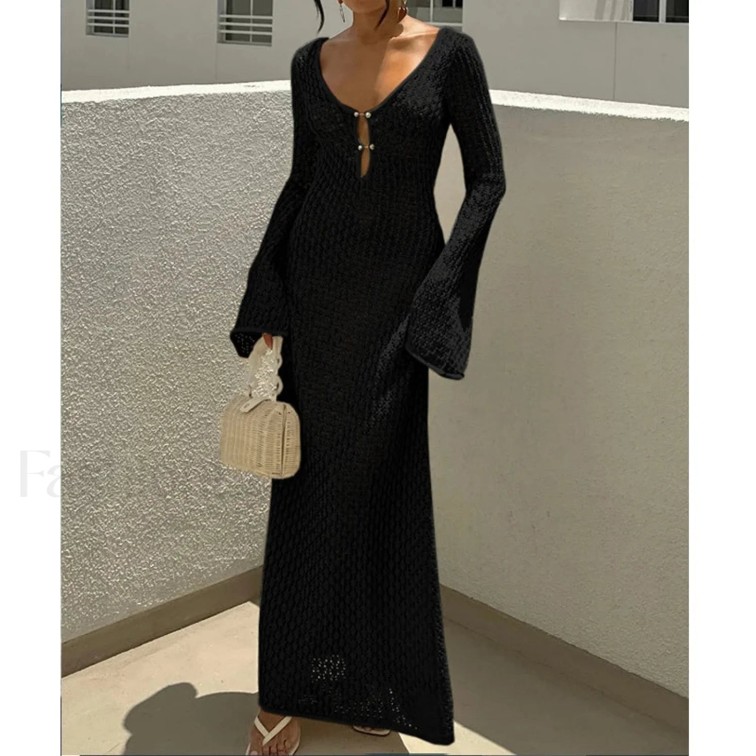 V-Neck Long Sleeve Backless Cover Up Secondary image