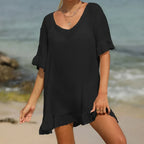V Neck Lotus Leaf Swing Cover Up
