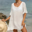 V Neck Lotus Leaf Swing Cover Up WHITE / One Size