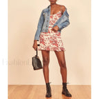 V Neck Ruffle Mini Floral Dress