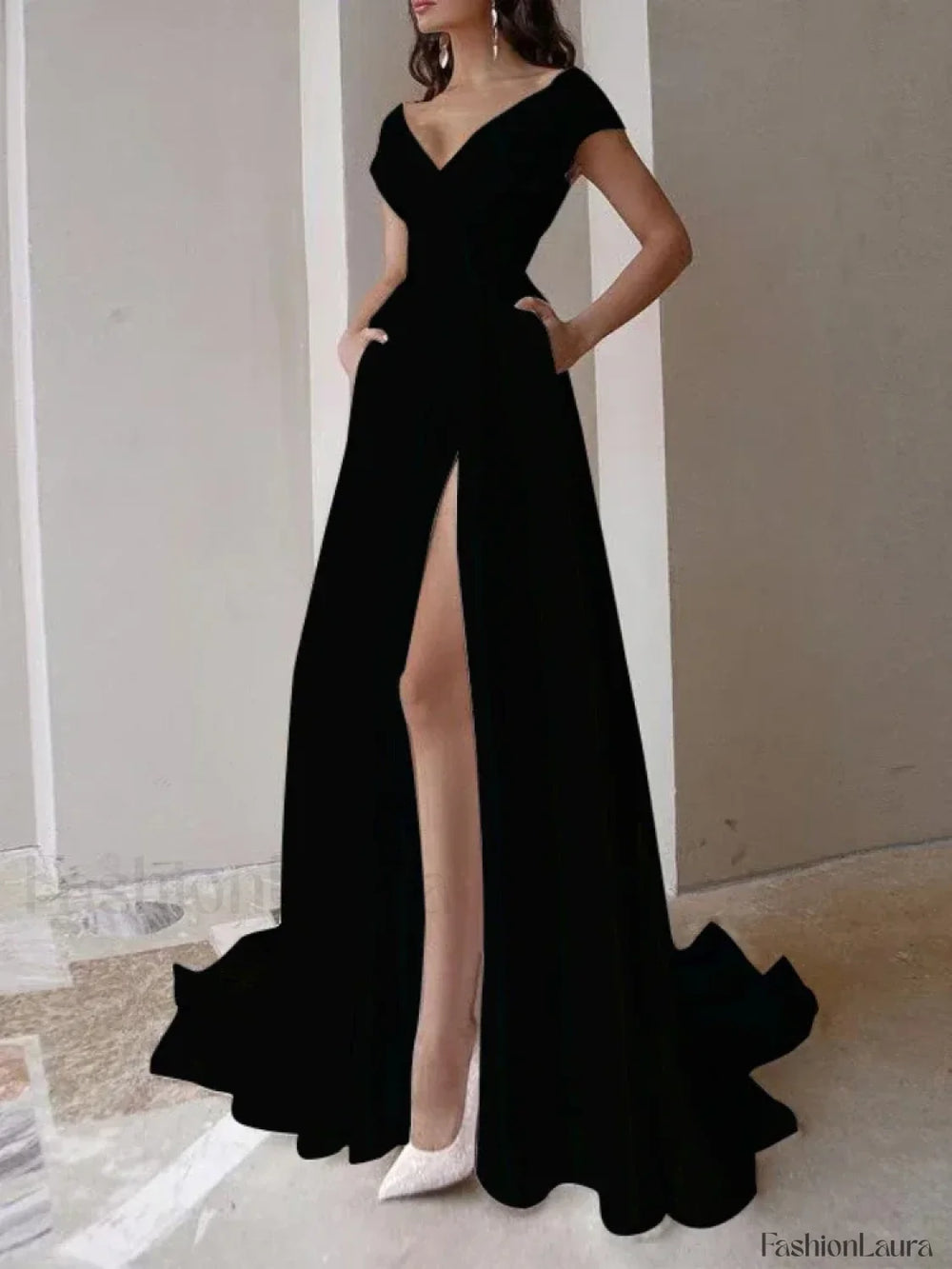 V neck Ruffled Evening Long High Waist Elegant Party 2024 New Sexy Irregular Graduation Prom Dress