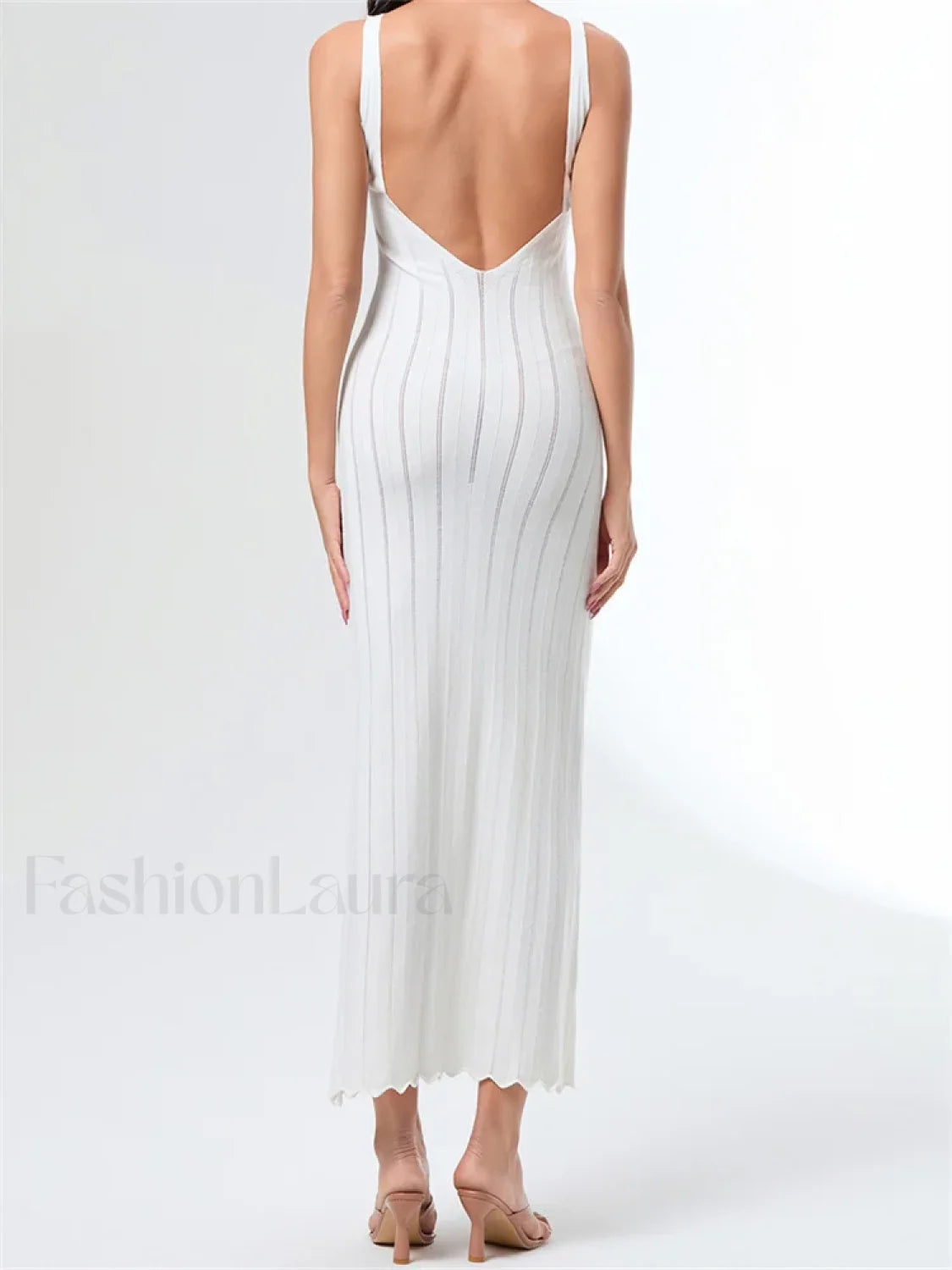 V Neck Strap Backless Knitted Maxi Dress Secondary image