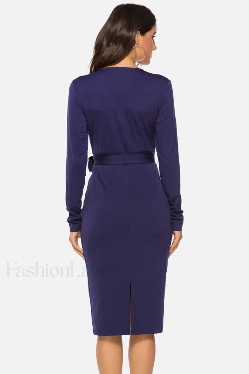 V Neck Wrap Charming Tied Waist Slit Dress
