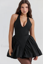 Valentia Halter Stylish Mini Dress XS / Black