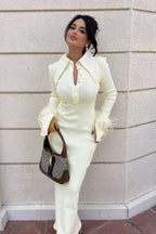 Vallance Feather Stylish Trim Maxi Dress