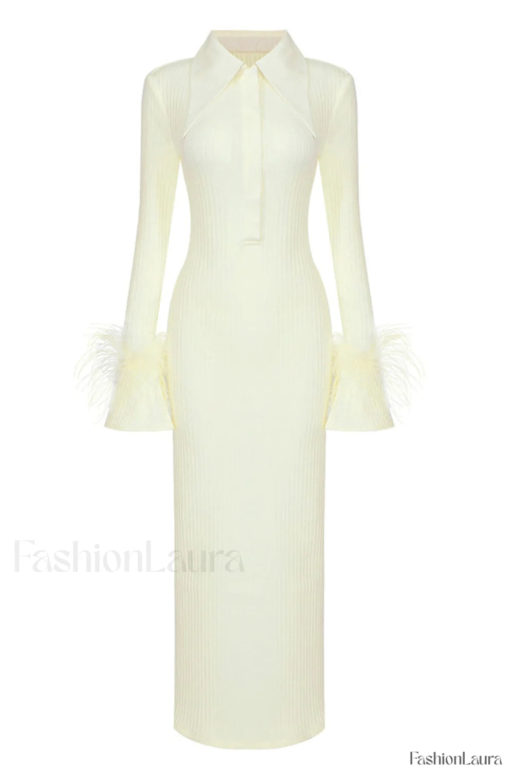 Vallance Feather Stylish Trim Maxi Dress XS / Yellow