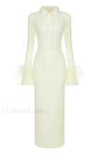 Vallance Feather Stylish Trim Maxi Dress XS / Yellow