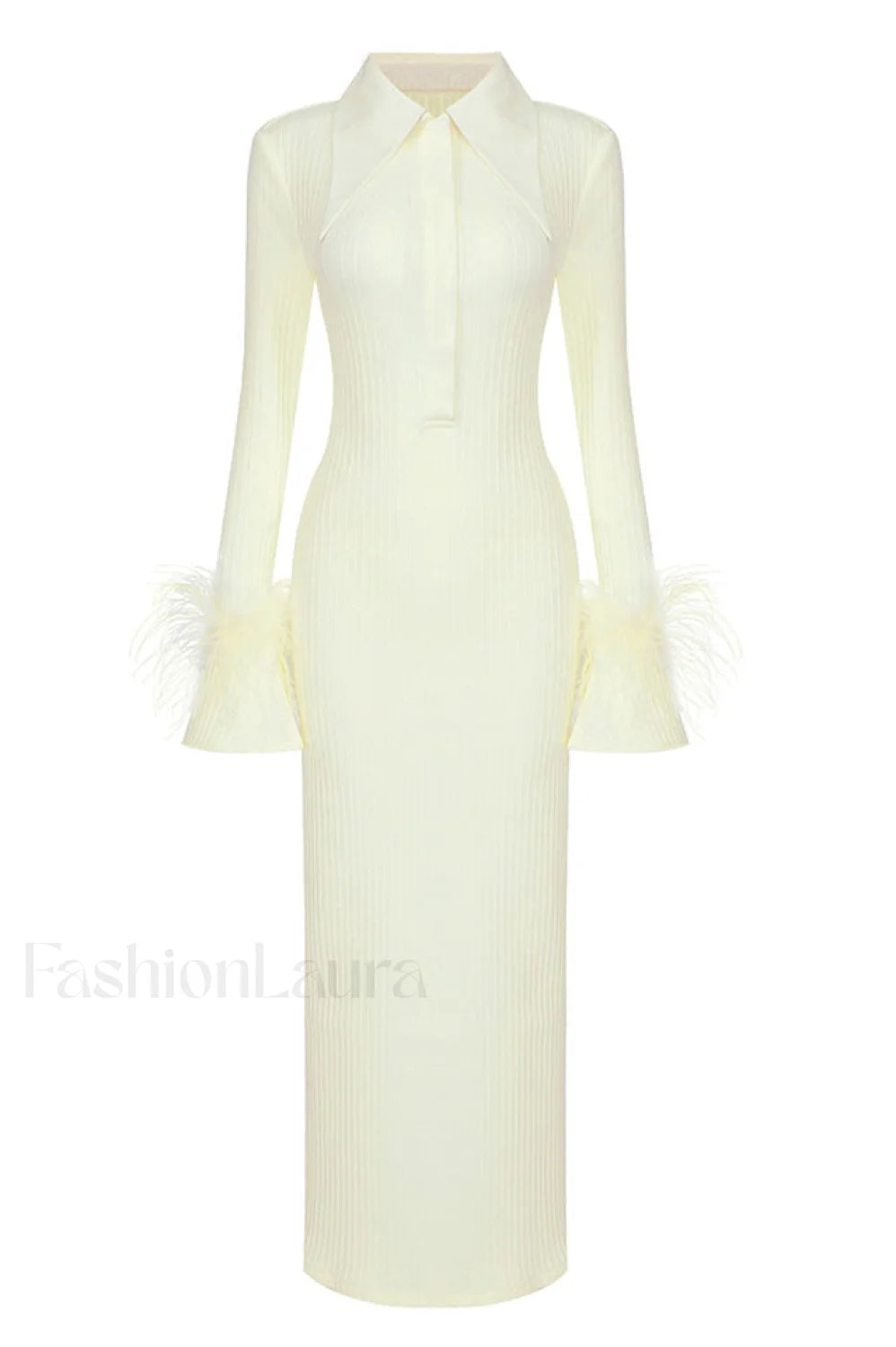 Vallance Feather Stylish Trim Maxi Dress XS / Yellow