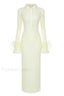 Vallance Feather Stylish Trim Maxi Dress XS / Yellow