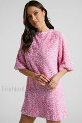 Velour Sequins Stylish Mini Dress