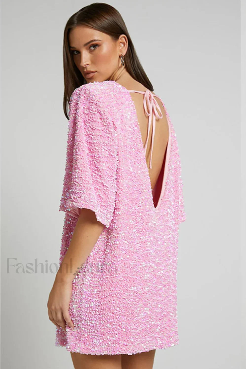 Velour Sequins Stylish Mini Dress