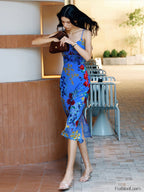 Velvet Floral Appliqué Cami Dress Dresses