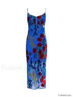 Velvet Floral Appliqué Cami Dress Dresses