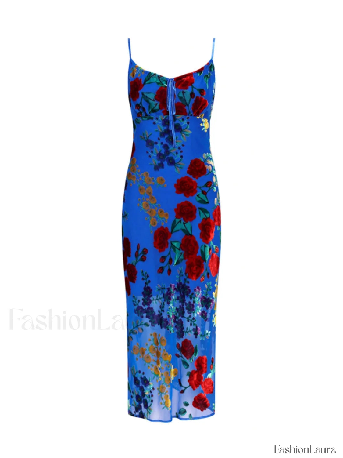 Velvet Floral Appliqué Cami Dress Dresses