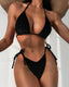 Velvet Halter Bikini Set Black / S
