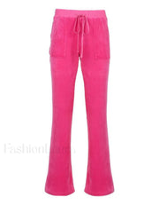 Velvet Solid Flare Leg Pants Pants