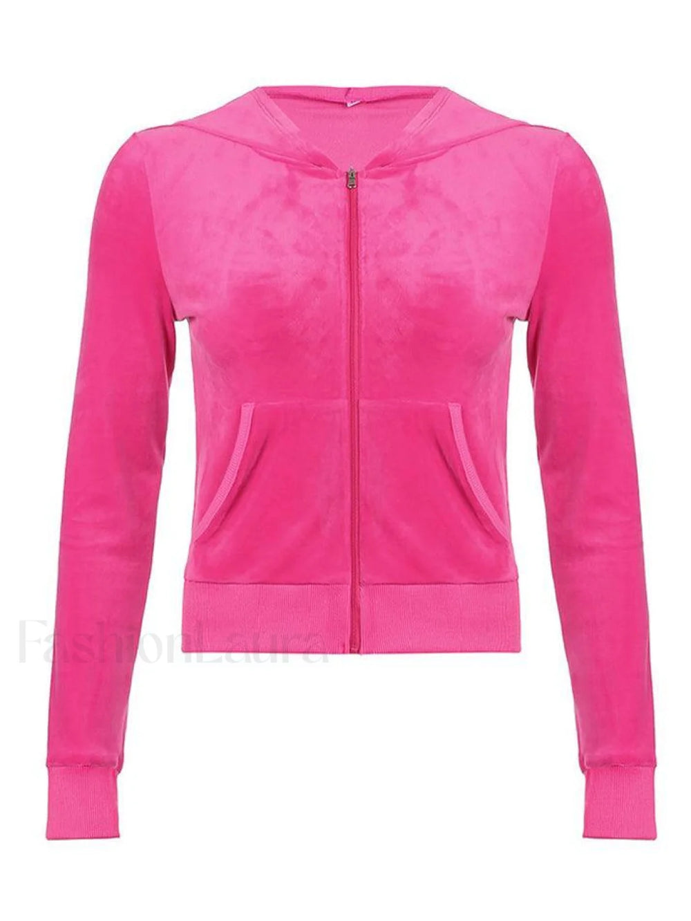 Velvet Zip Up Hoodie Sweatshirts & Hoodies L