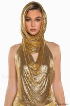 Venus Hoodie Stylish Metallic Top Free Size / Gold