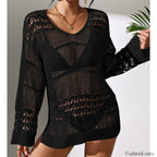 Versatile Crew Neck Long Cover Up Black / S