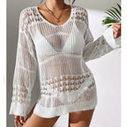 Versatile Crew Neck Long Cover Up WHITE / S