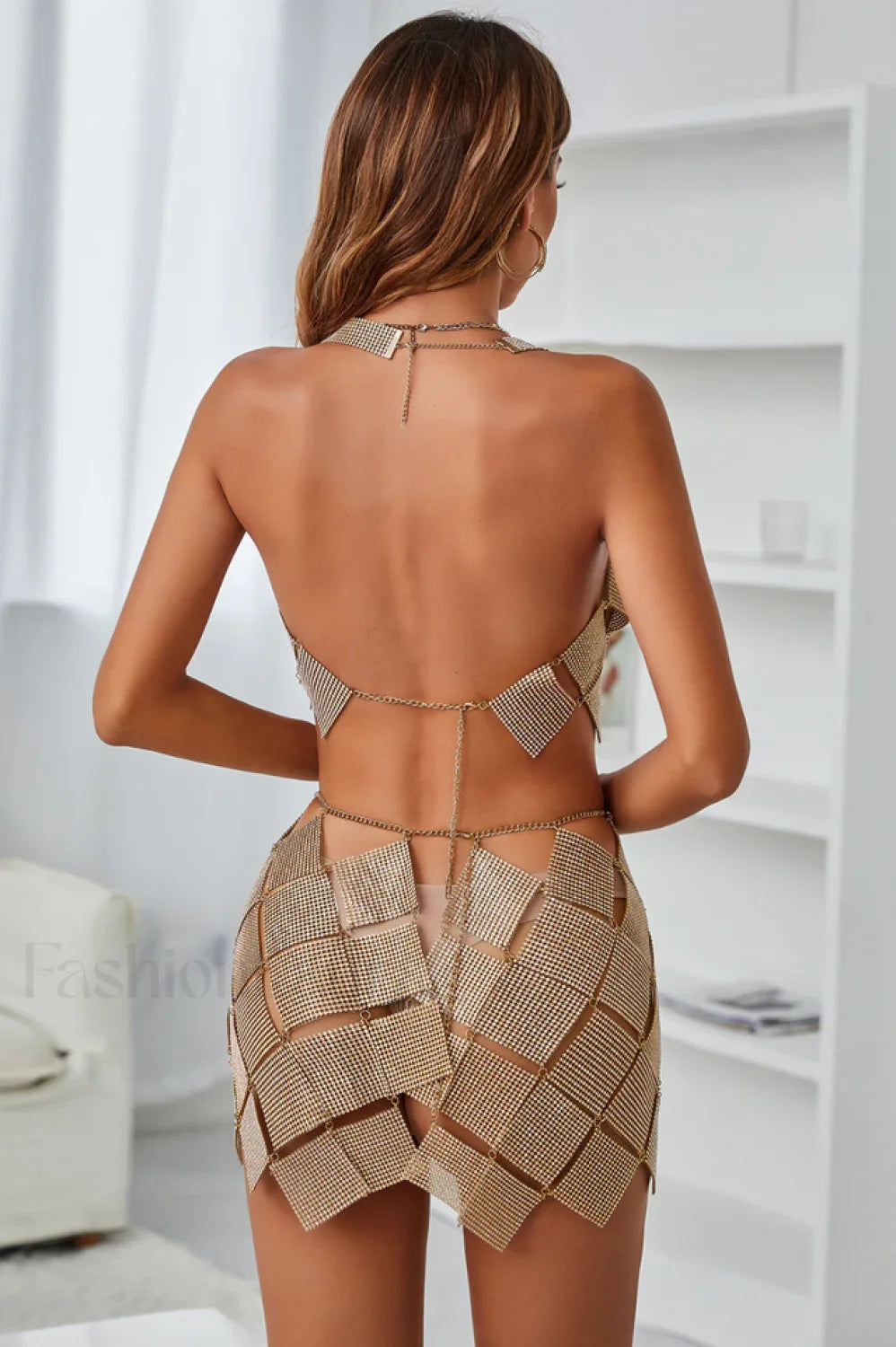 Verva Metallic Mesh Charming Two Piece Set