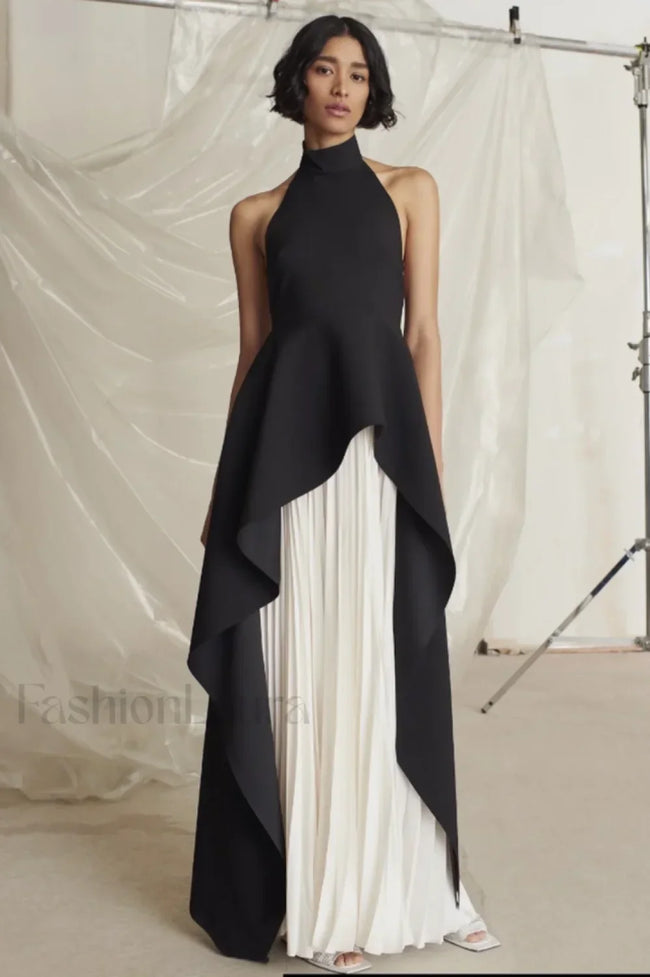 Victoria Layered Stylish Halter Gown Set S / Black Main image