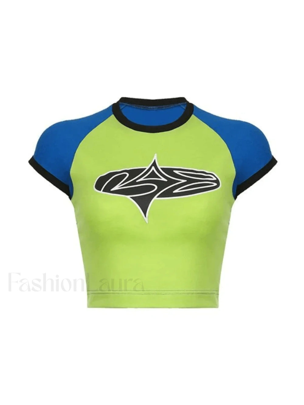 Vintage Abstract Print Raglan Short Sleeve Tee Tops&Tees