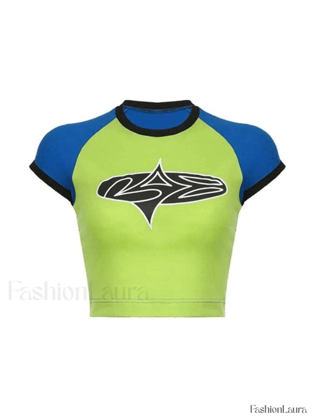 Vintage Abstract Print Raglan Short Sleeve Tee Tops&Tees