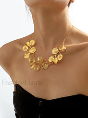 Vintage Alloy Graceful Leaf Design Necklace Gold / One Size Necklaces