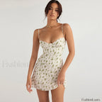Vintage Backless Short Floral Dress