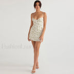 Vintage Backless Short Floral Dress