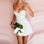 Vintage Backless Short Floral Dress
