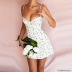Vintage Backless Short Floral Dress
