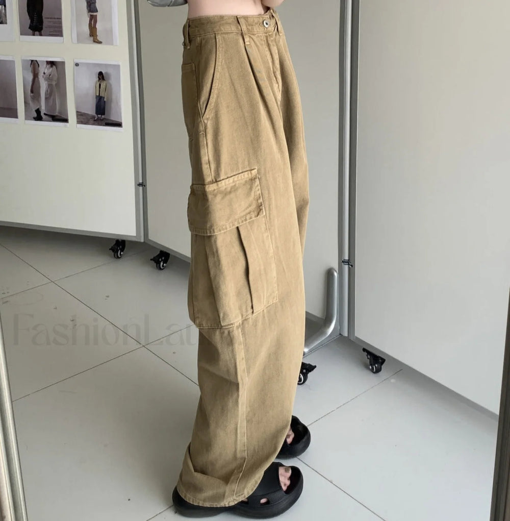 Vintage Big Pocket Trendy Baggy Cargo Jeans women clothing