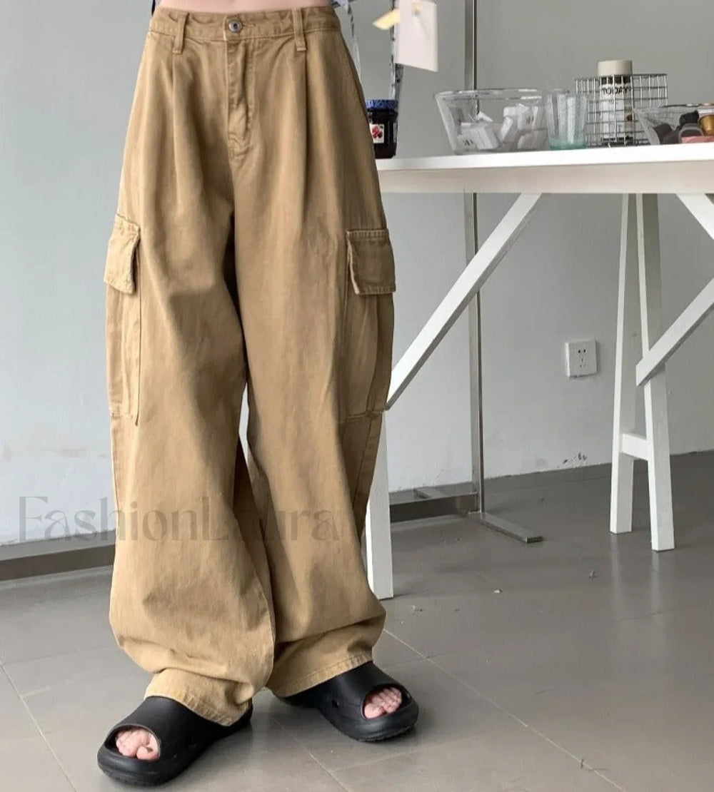 Vintage Big Pocket Trendy Baggy Cargo Jeans women clothing