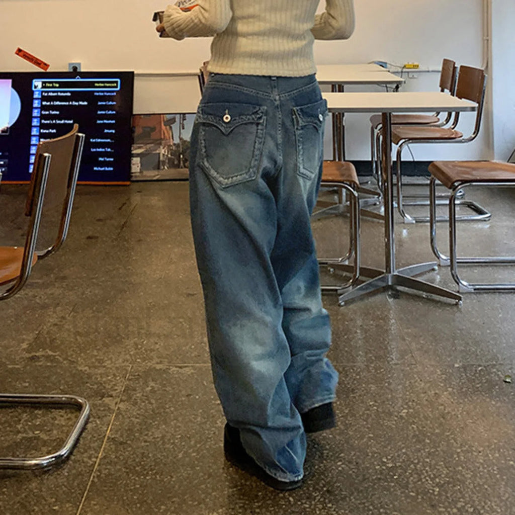 Vintage Blue Graceful Wash Boyfriend Jeans women clothing