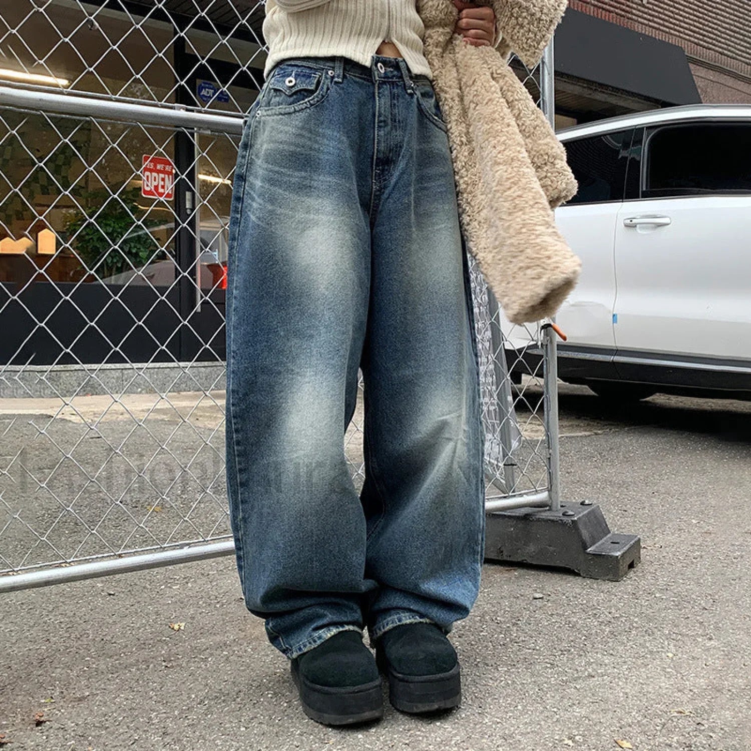 Vintage Blue Graceful Wash Boyfriend Jeans women clothing Main image