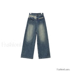 Vintage Blue Wash Trendy Patchwork Boyfriend Jeans women clothing