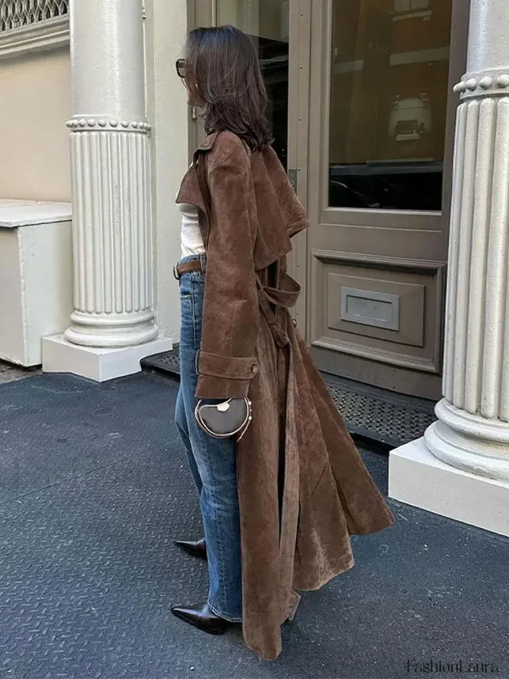 Vintage Brown Women’s Lapel Long Overcoats