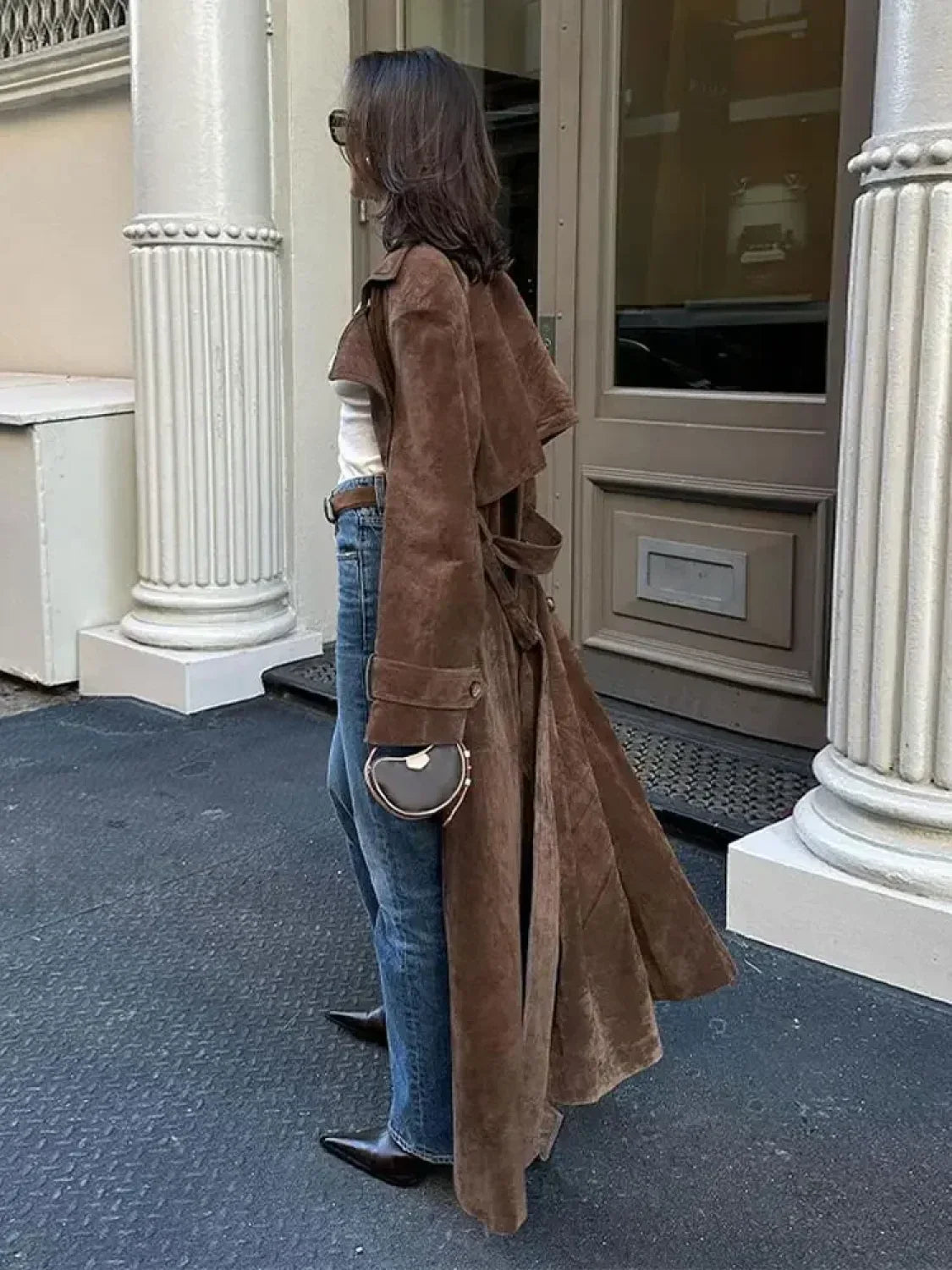 Vintage Brown Women's Lapel Long Overcoats Secondary image