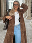 Vintage Brown Women’s Lapel Long Overcoats Brown / S