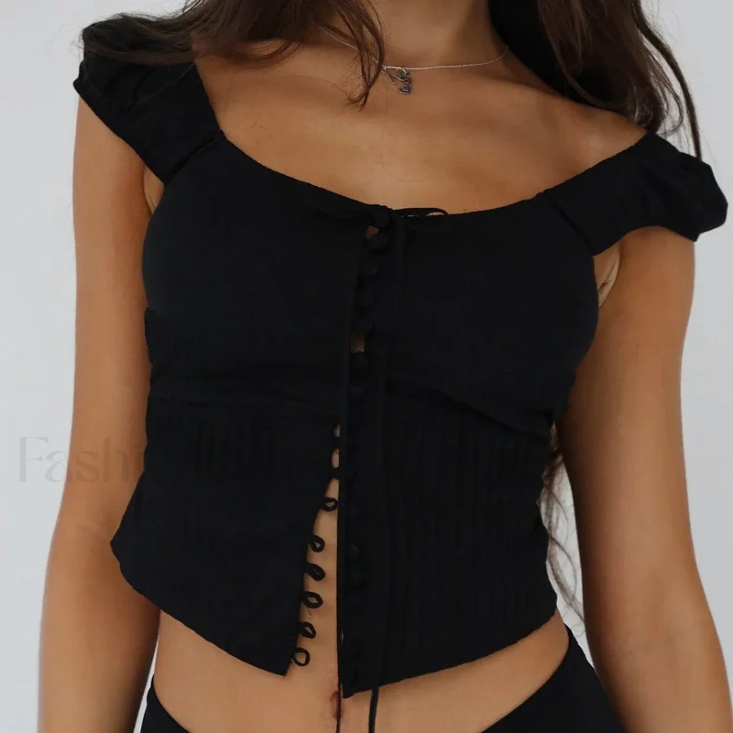 Vintage Button Up Milkmaid Crop Top