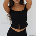 Vintage Button Up Milkmaid Crop Top