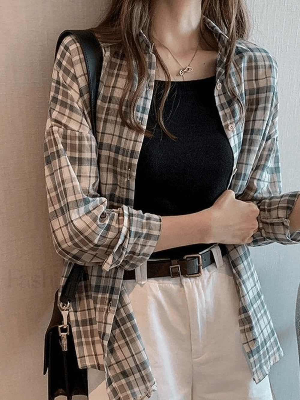 Vintage Checkered Long Sleeve Button Blouse Shirts